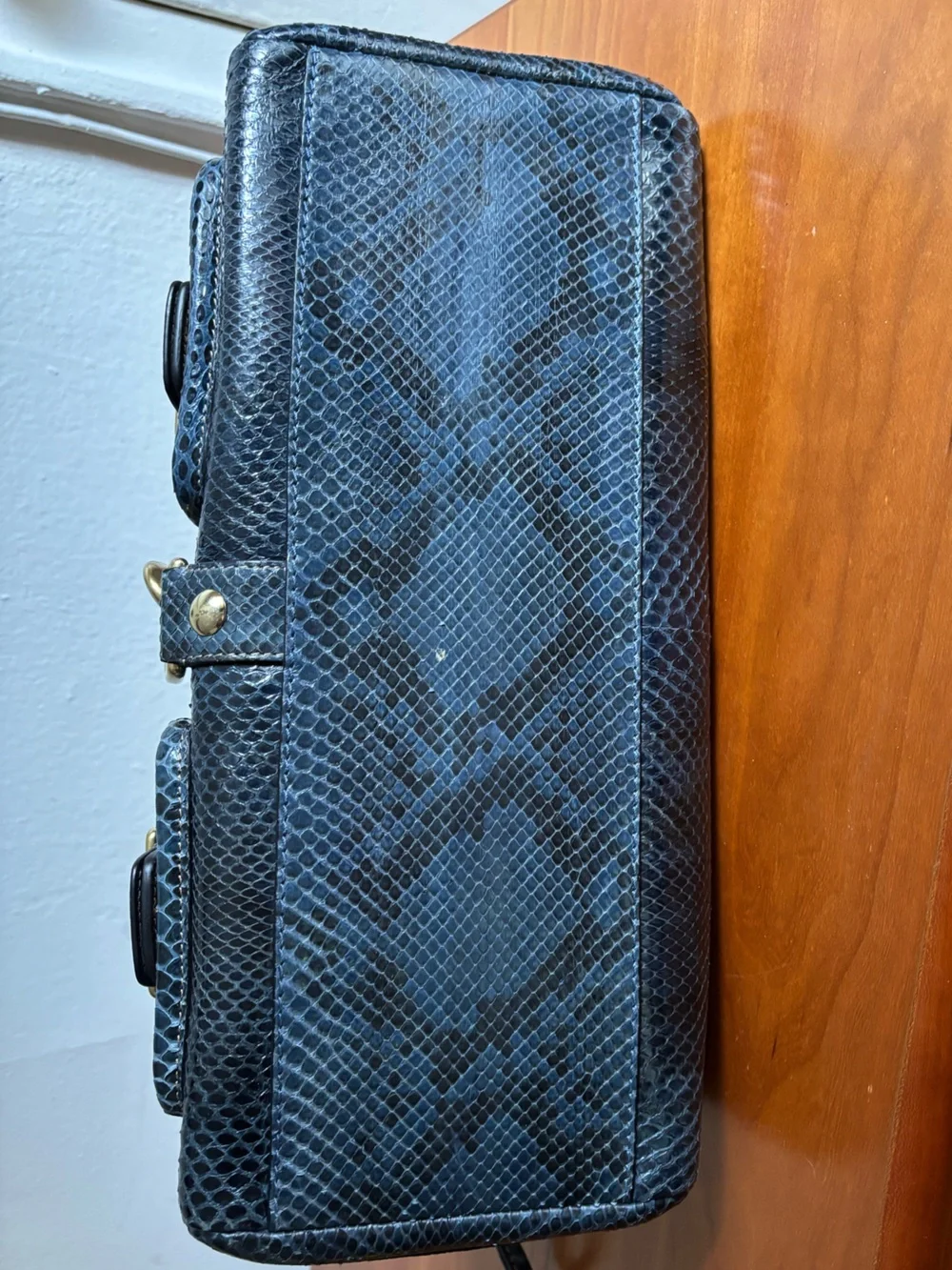 Coach Limited Legacy Exotic Mandy Satchel in Midnight Blue Python Leather #10368